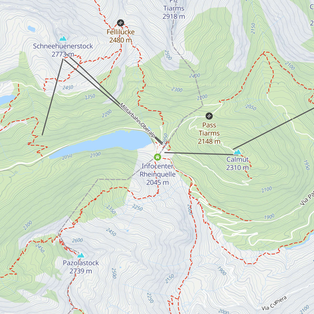 Leuchtturm Rheinquelle map