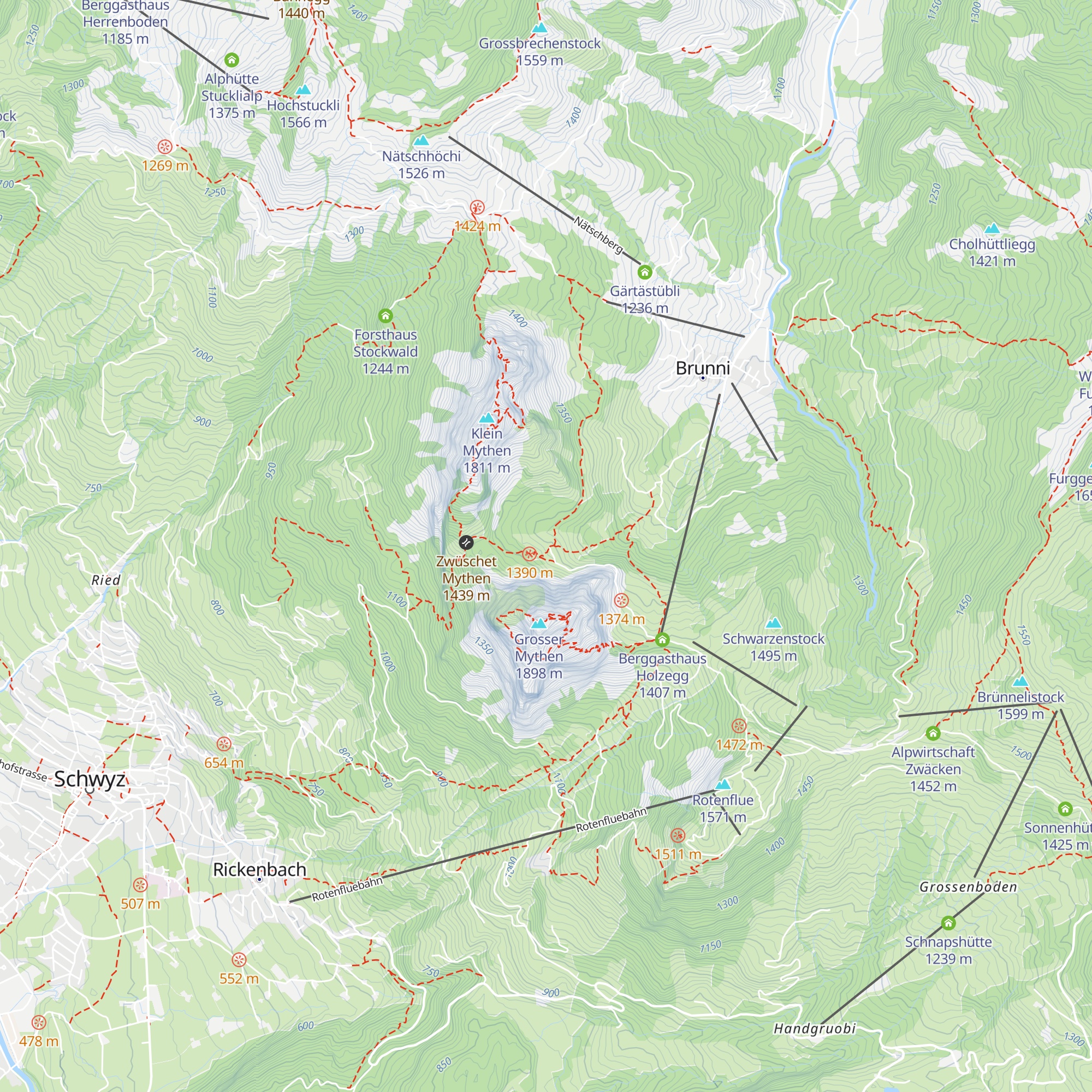 Alpwirtschaft Zwüschet Mythen map