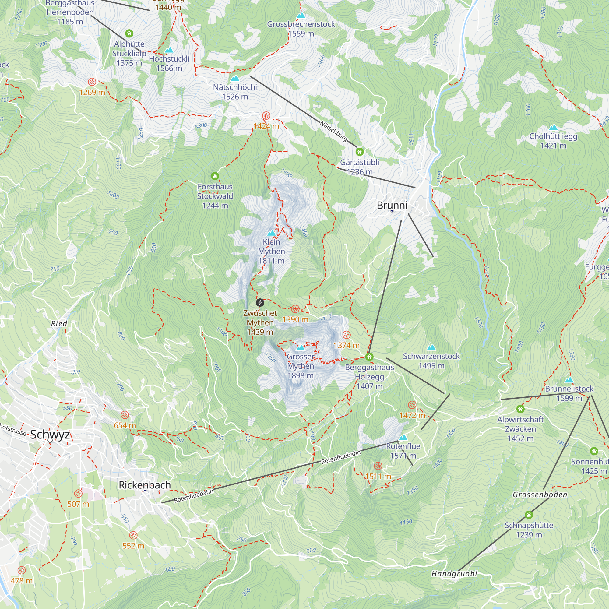 Alpwirtschaft Zwüschet Mythen map