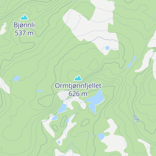 Map of Ormtjønnfjellet