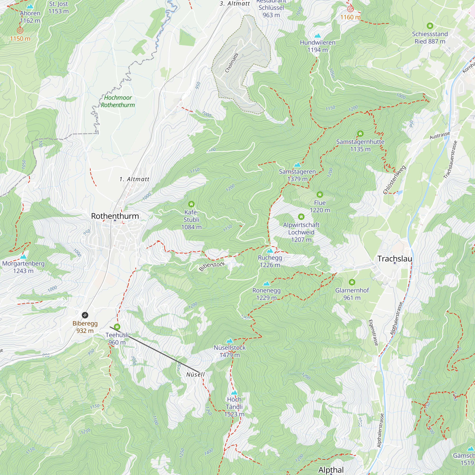 Forsthüttli Biberstockhöchi map
