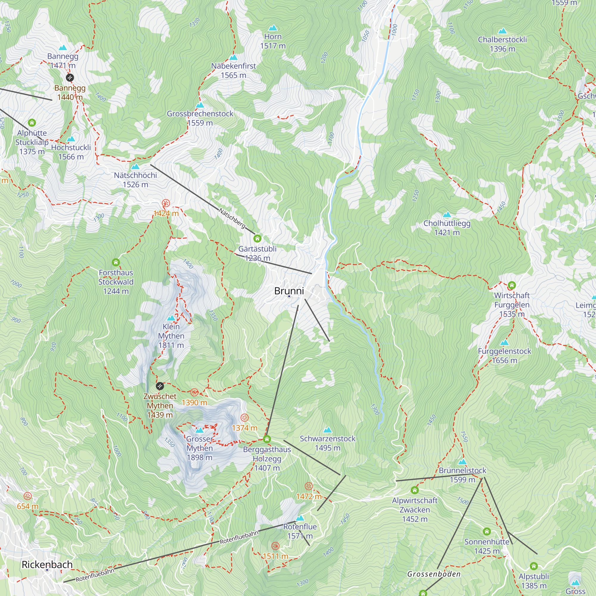 Alpwirtschaft Brunnialp map
