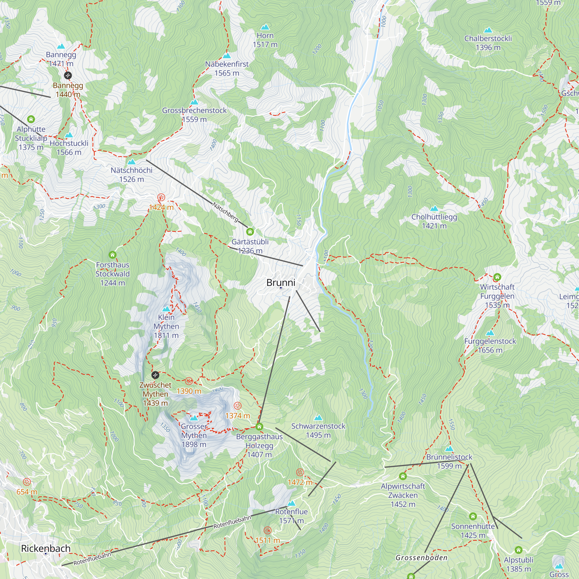 Alpwirtschaft Brunnialp map