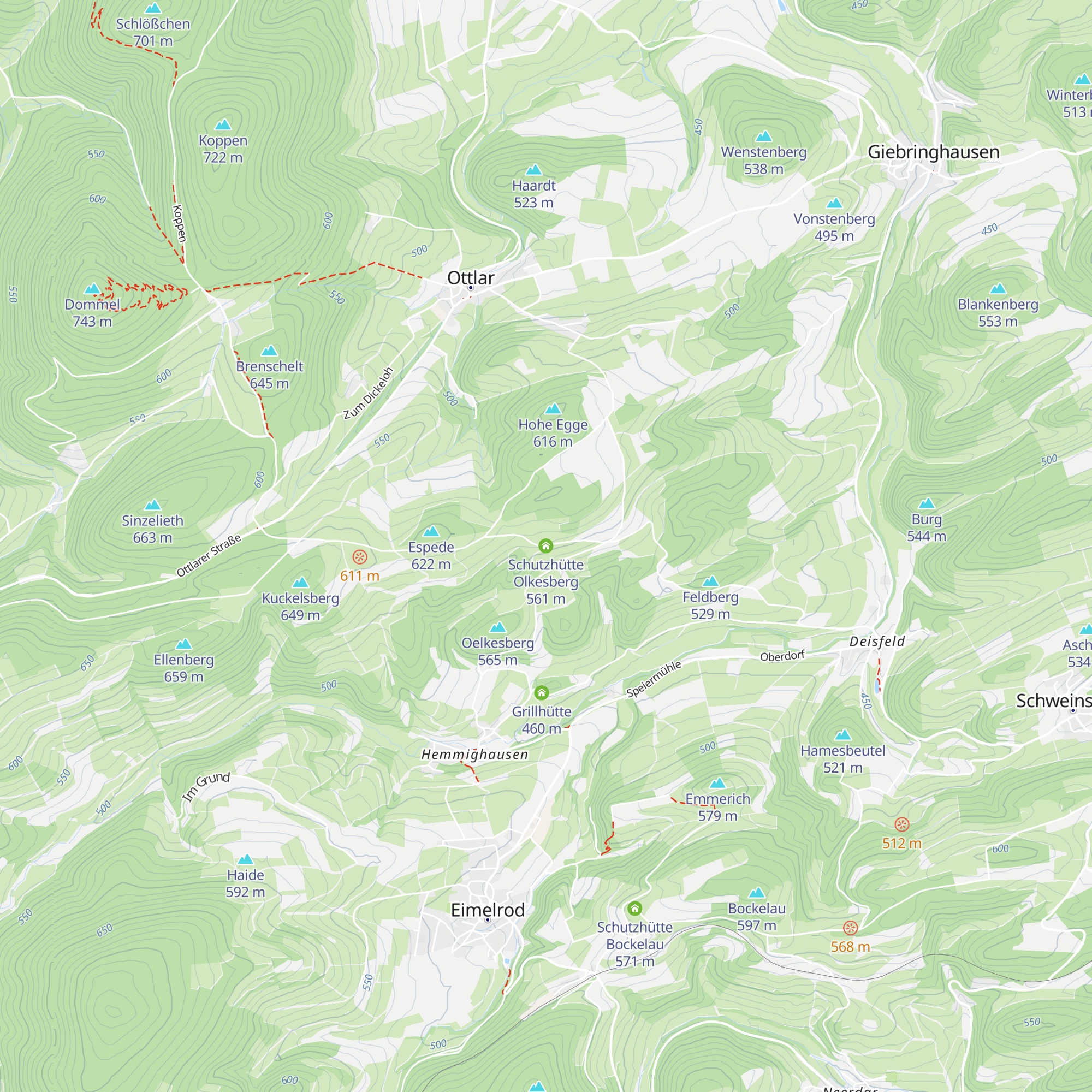Schutzhütte Olkesberg map