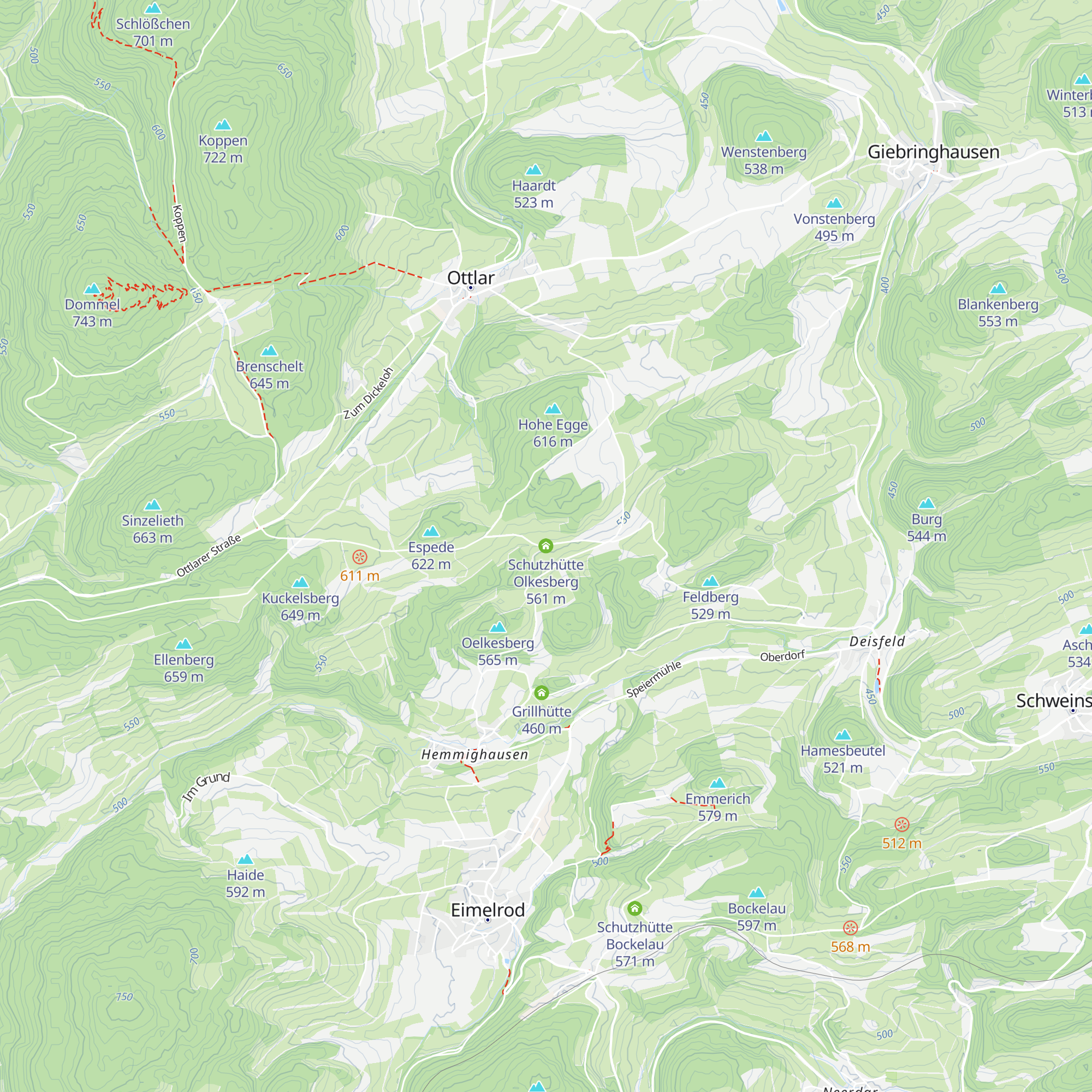 Schutzhütte Olkesberg map