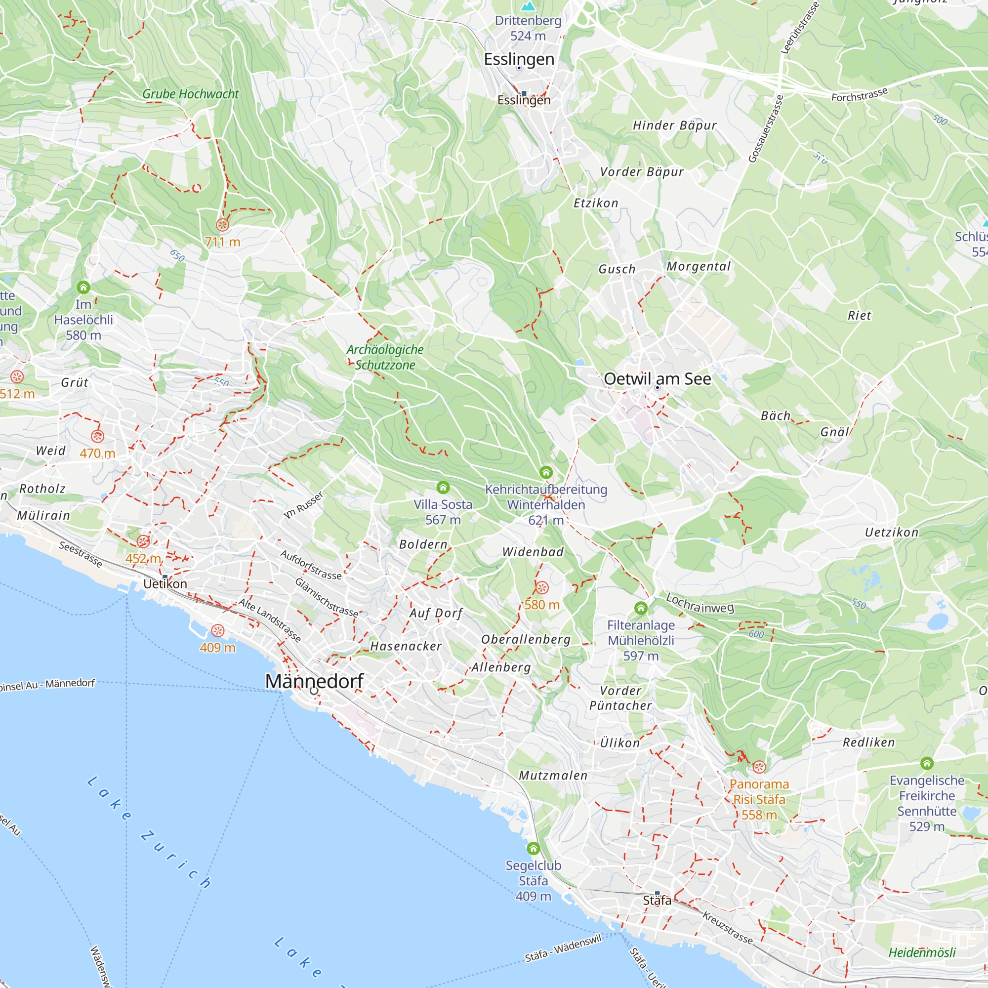 Waldhütte Männedorf map