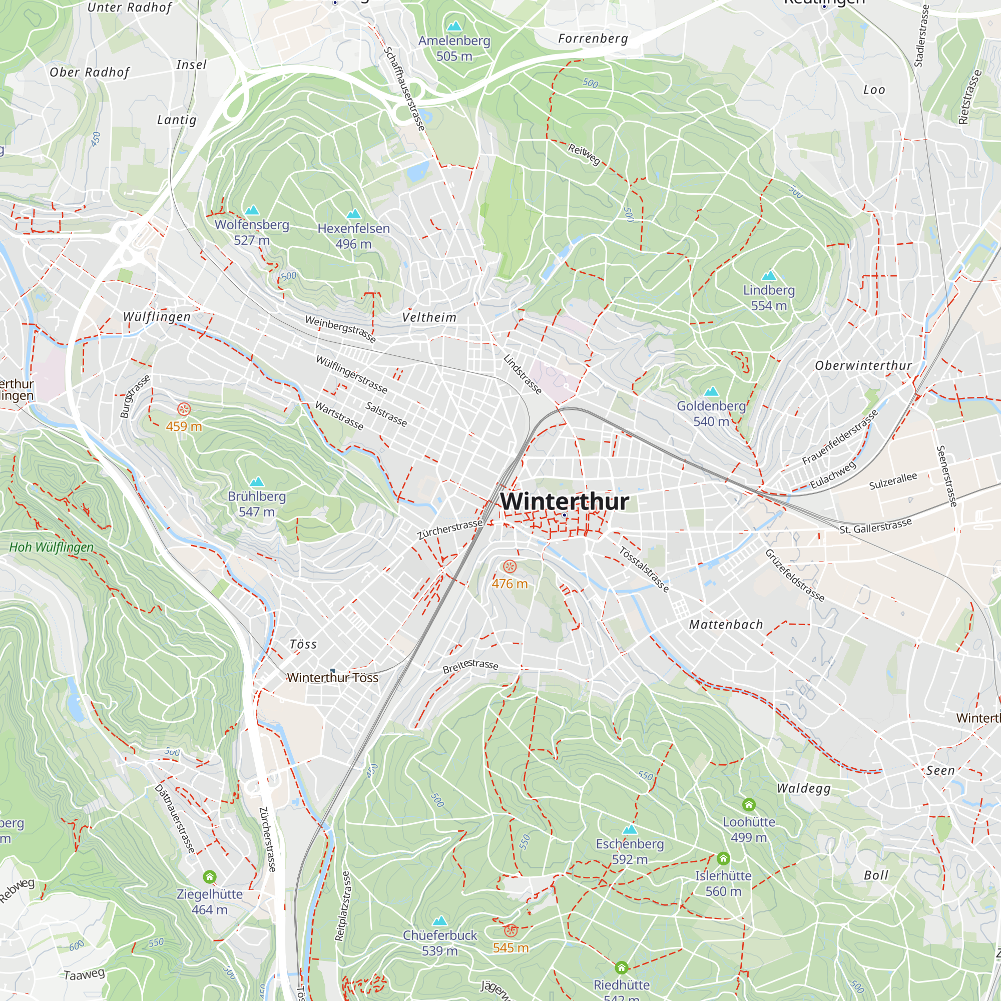 Winterthur Tourismus map