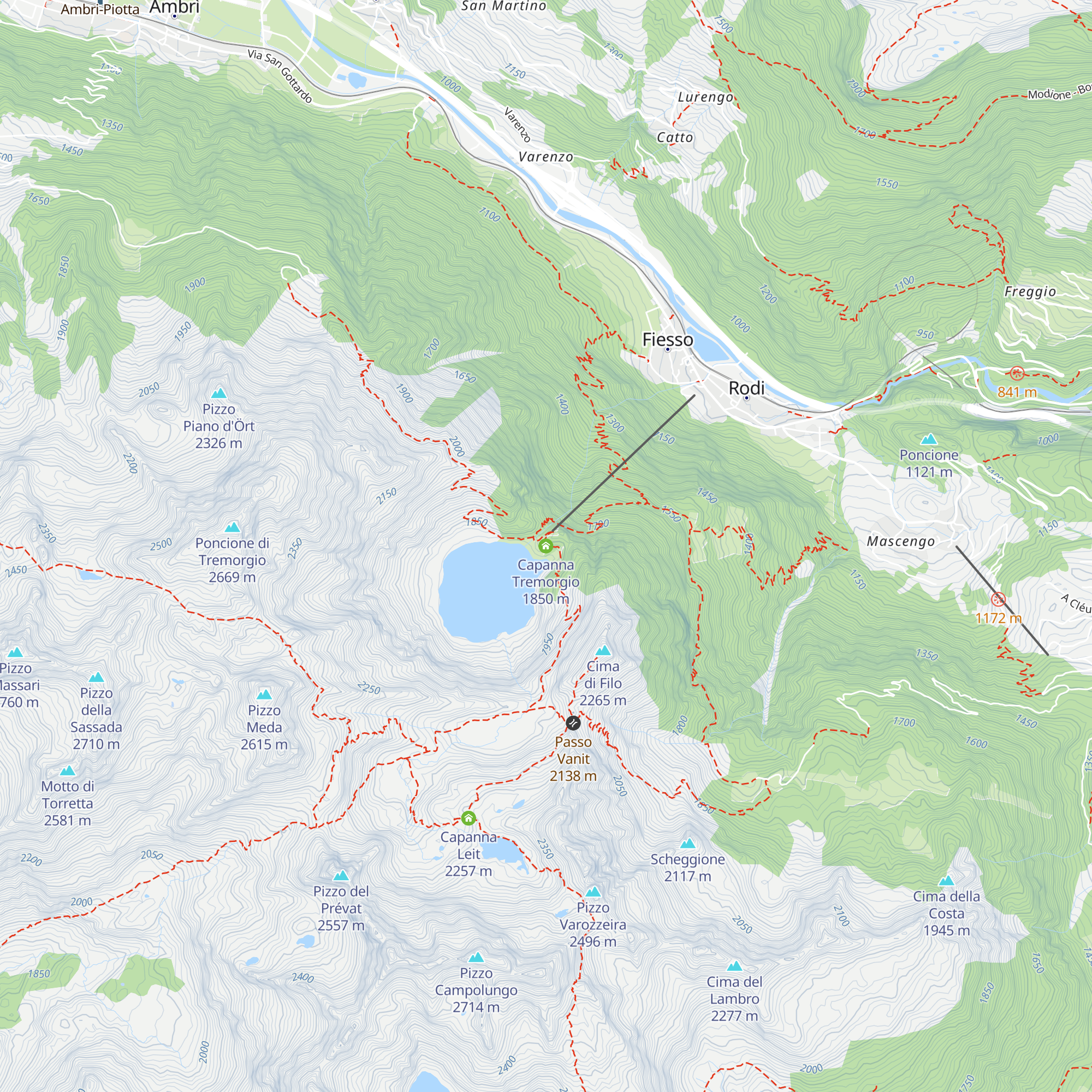 Capanna Tremorgio map