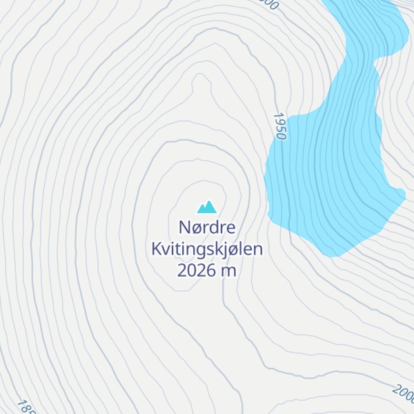 Map of Nørdre Kvitingskjølen