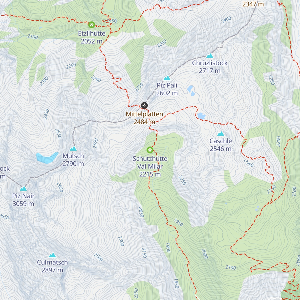 Schutzhütte Val Milar map