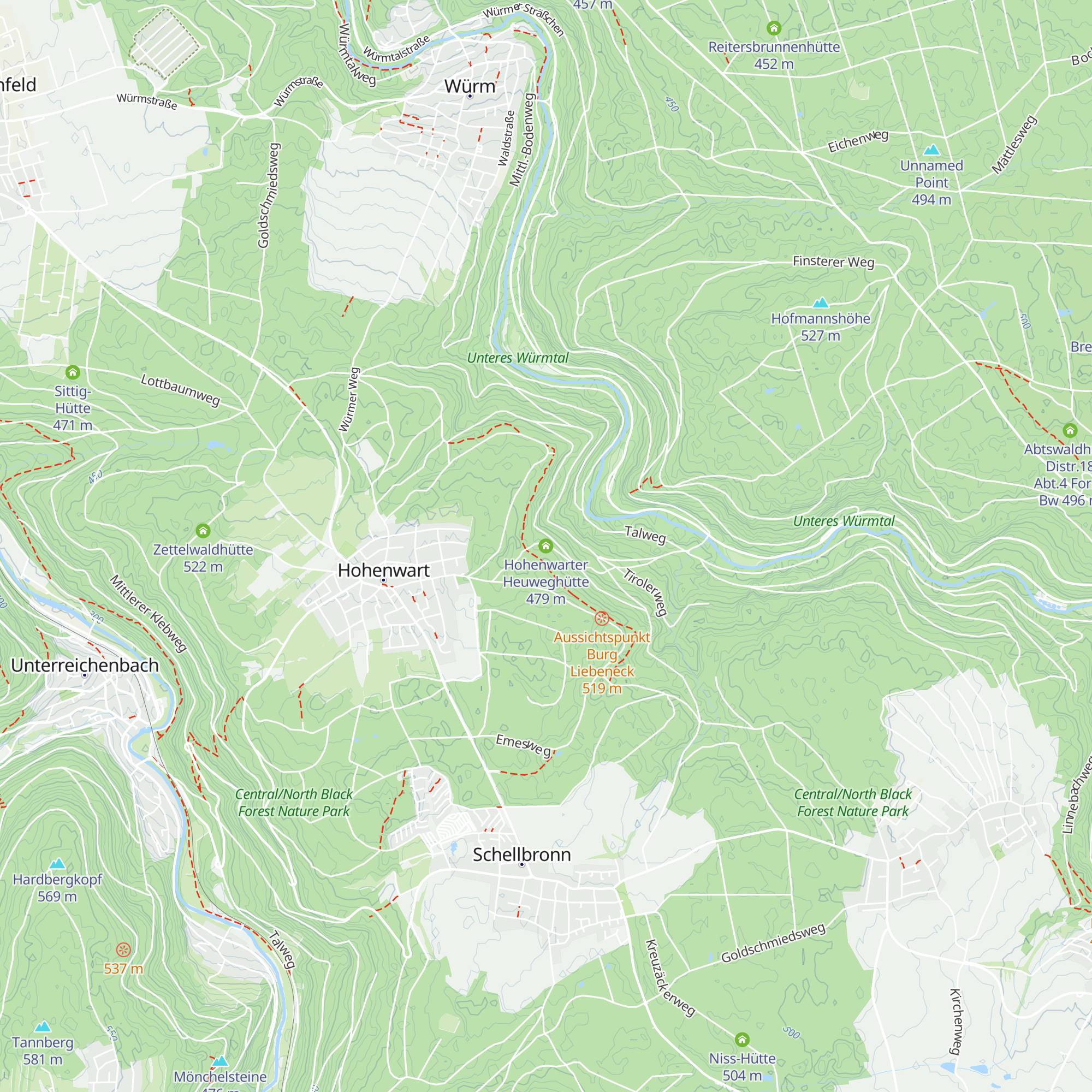 Hohenwarter Heuweghütte map