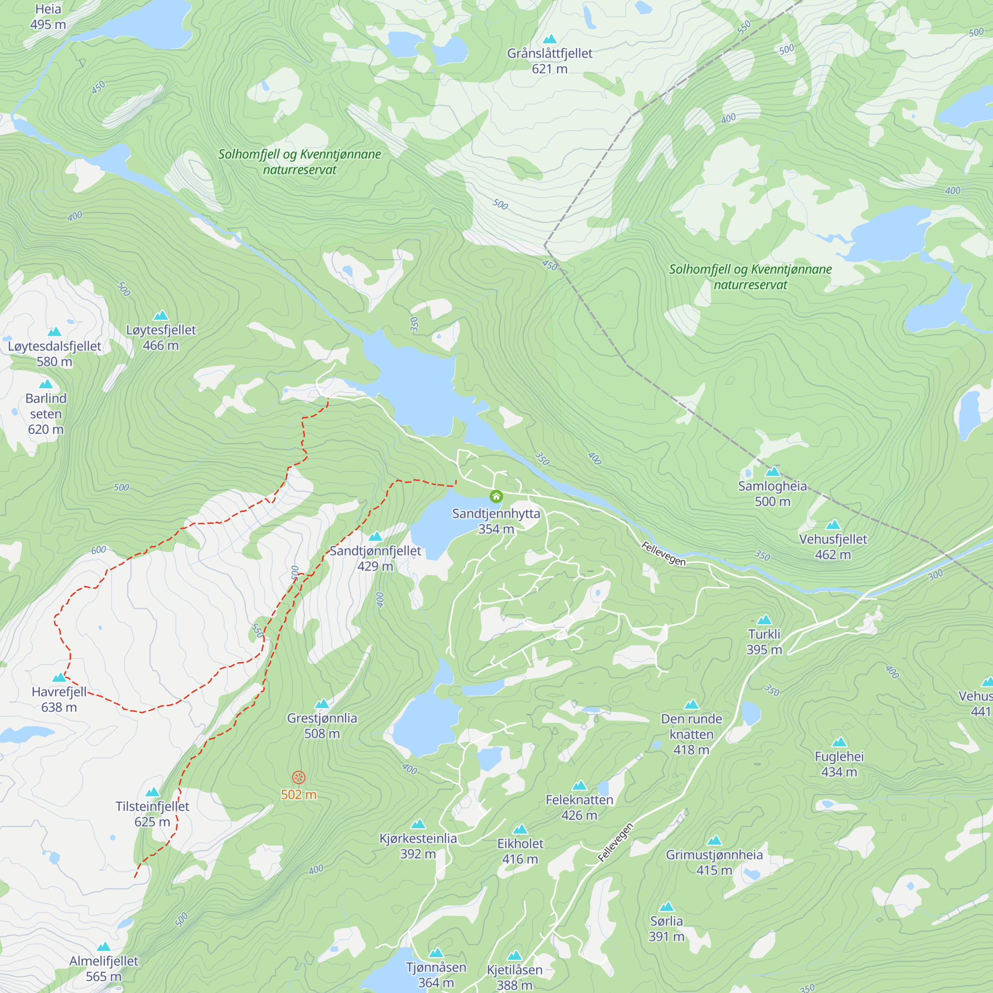 Sandtjennhytta map
