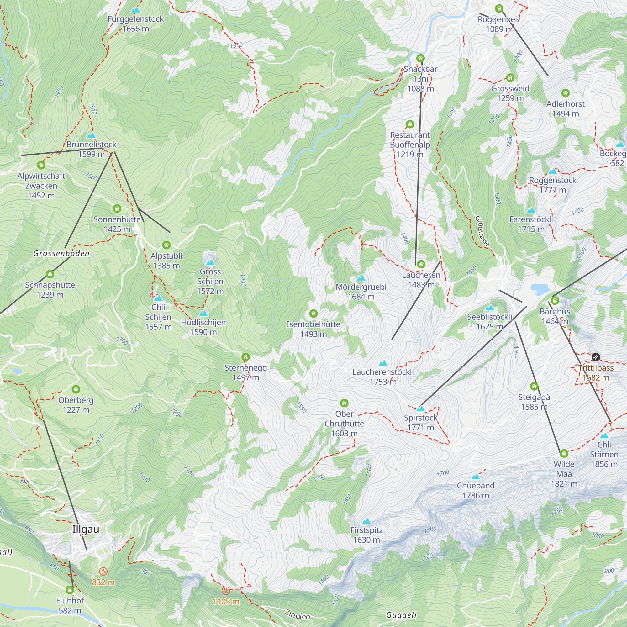 Isentobelhütte map