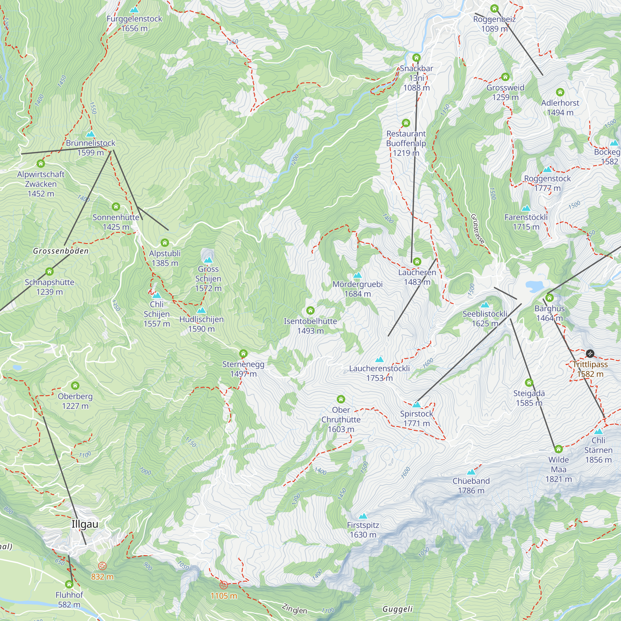Isentobelhütte map