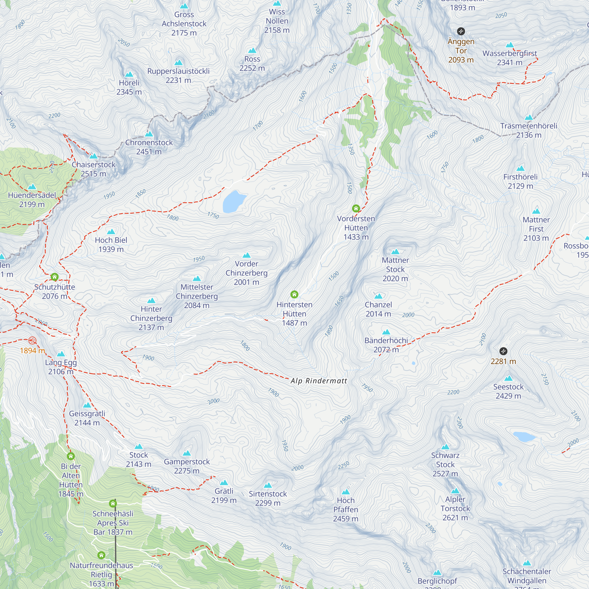 Hintersten Hütten map
