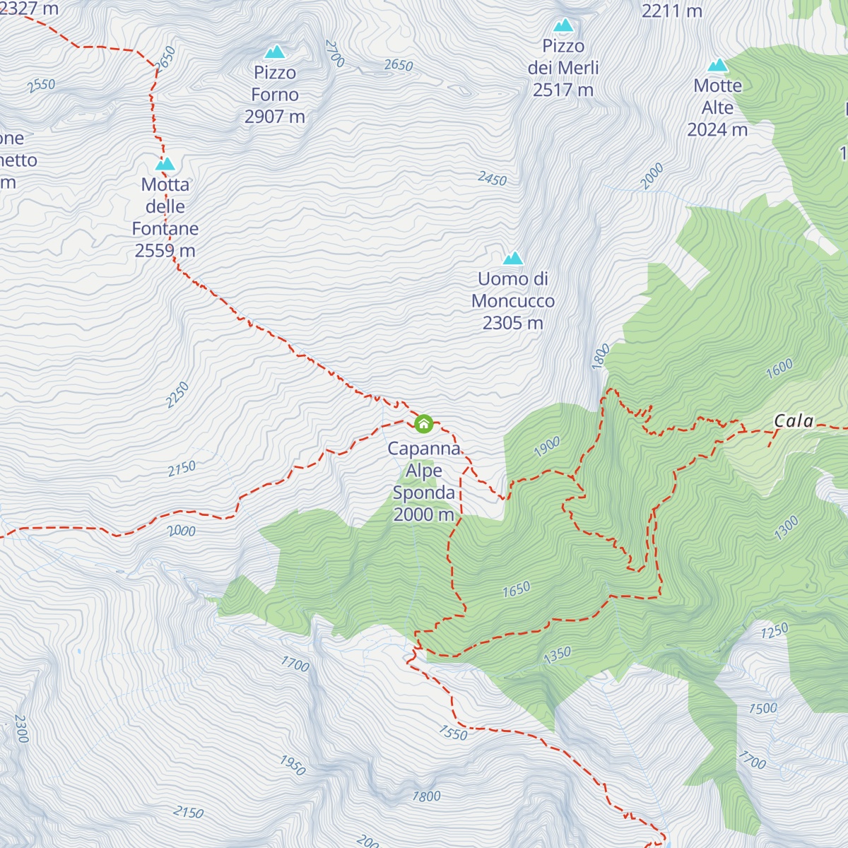 Capanna Alpe Sponda map