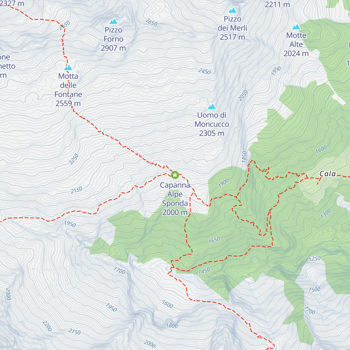 Capanna Alpe Sponda map
