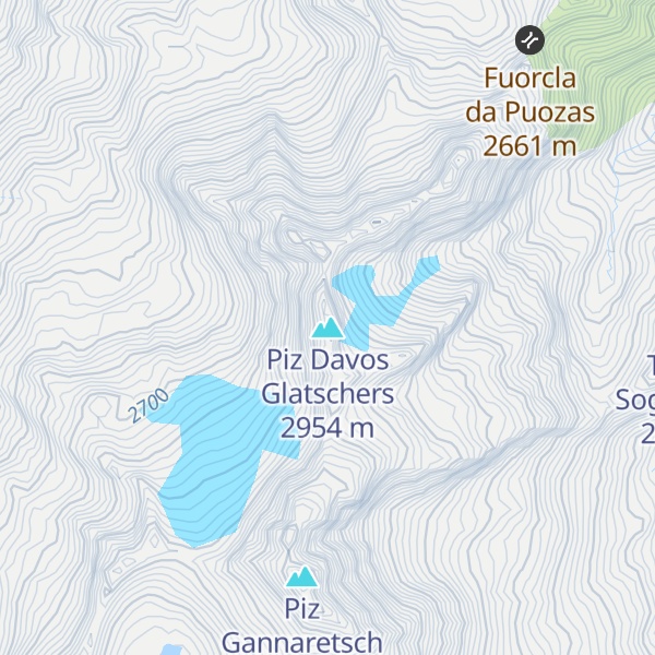 Map of Piz Davos Glatschers