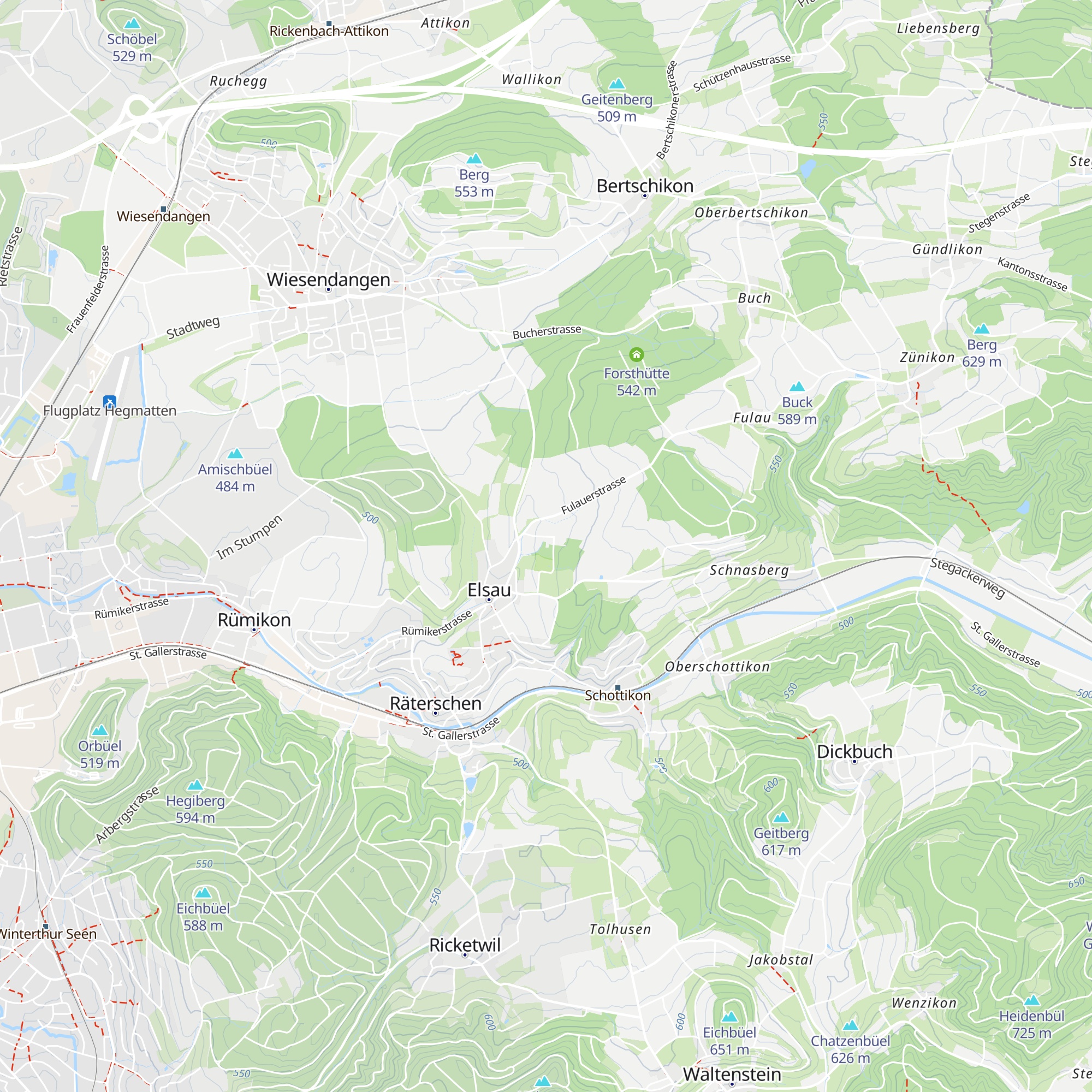 Waldhütte Elsau map
