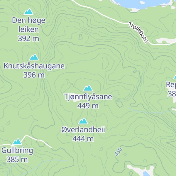 Map of Tjønnflyåsane