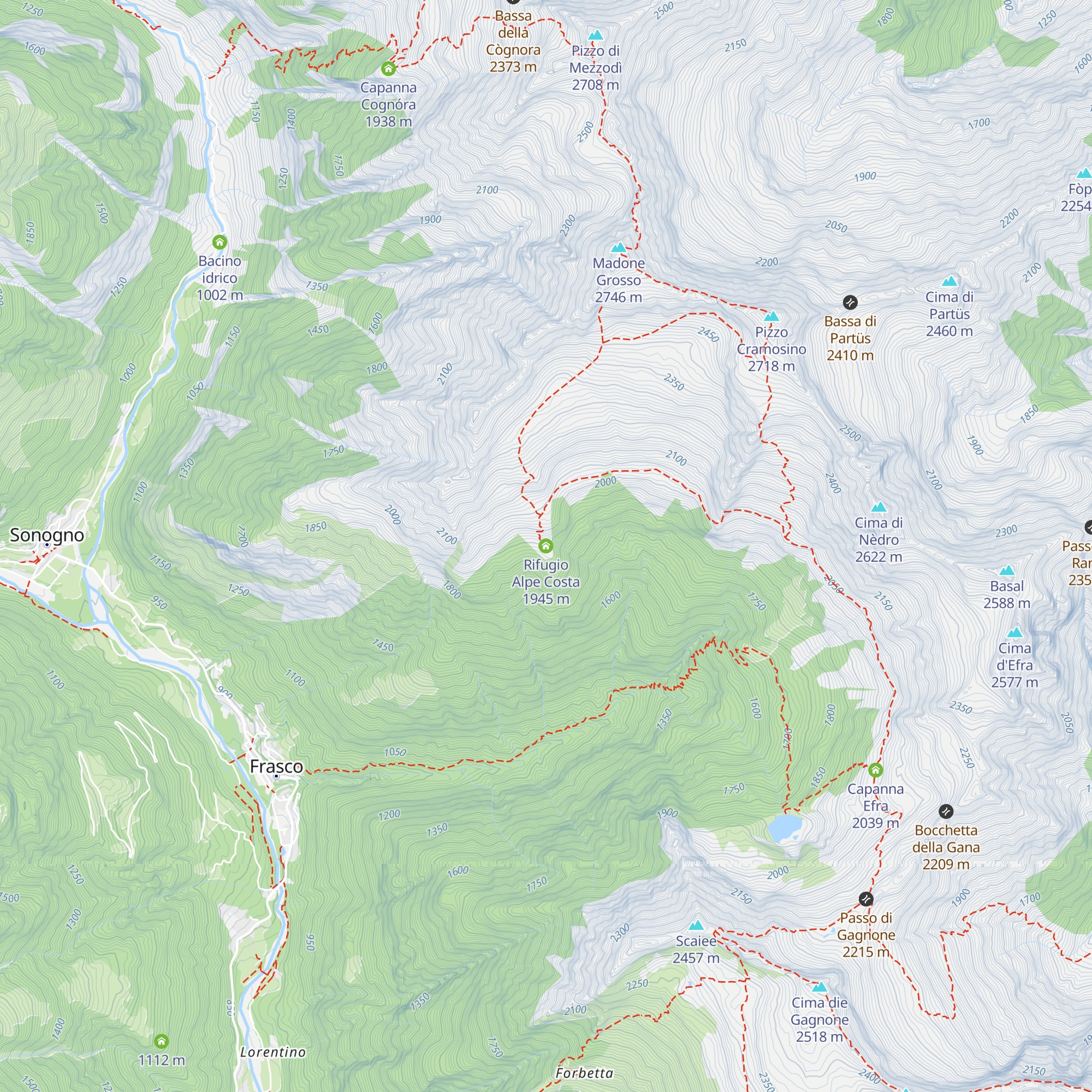 Rifugio Alpe Costa map