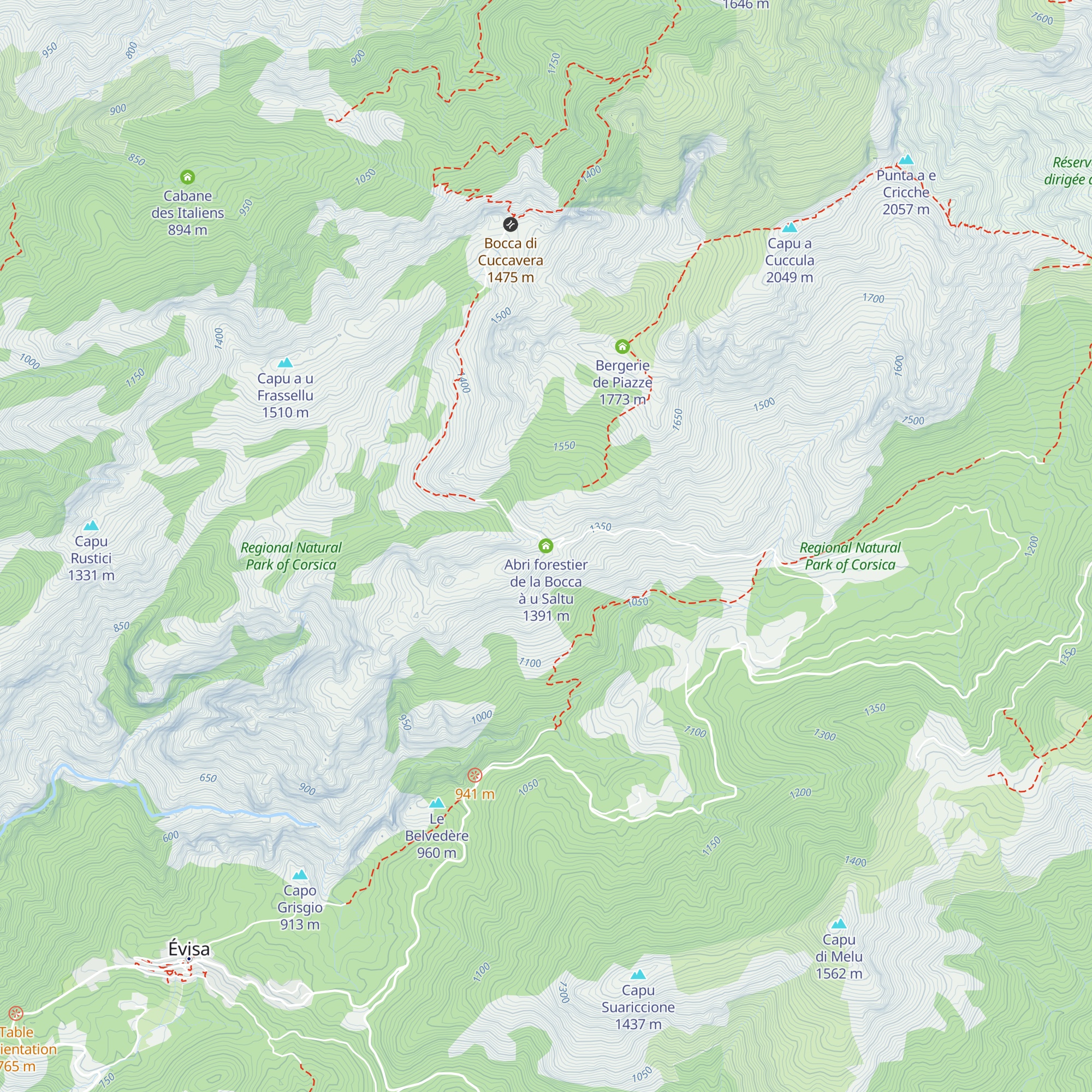 Abri forestier de la Bocca à u Saltu map