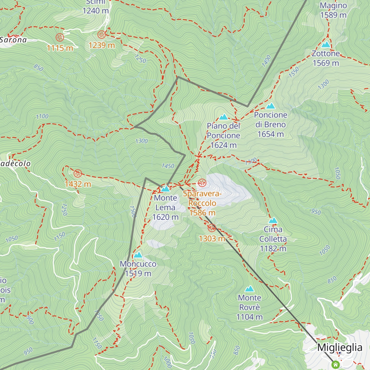 Ristorante-Ostello Vetta Monte Lema map