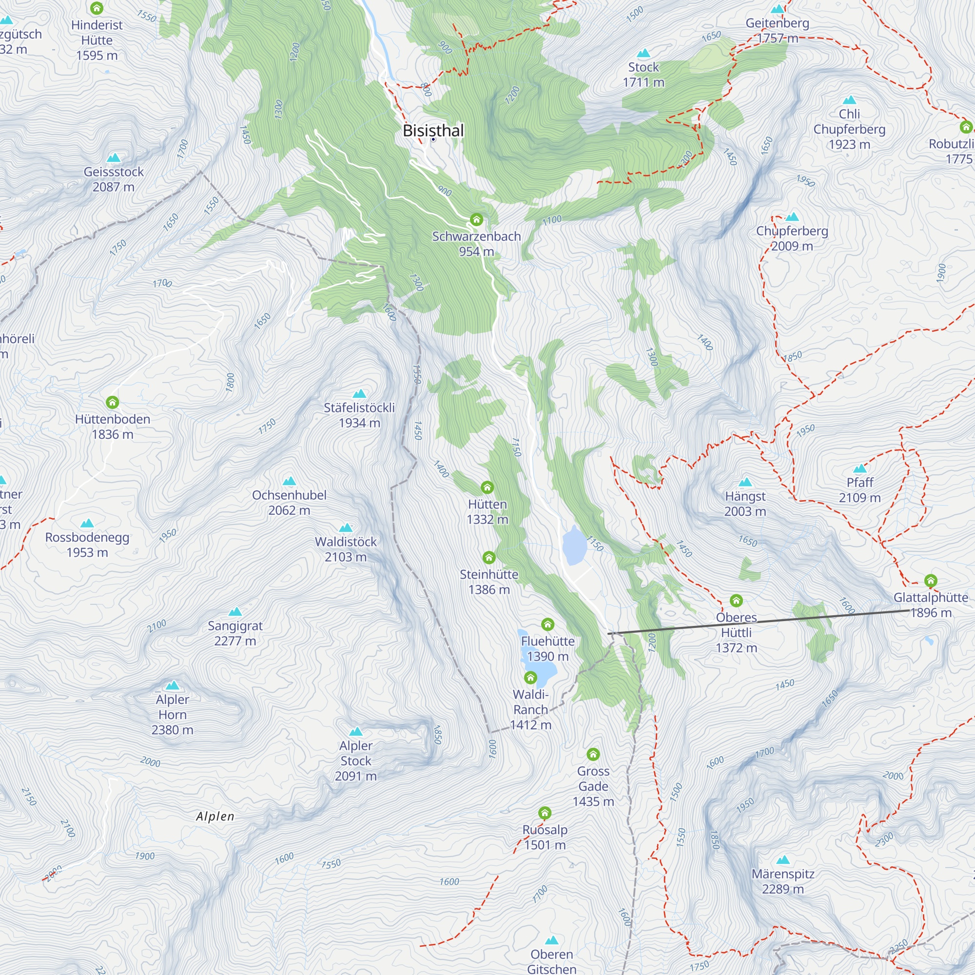 Hütten map