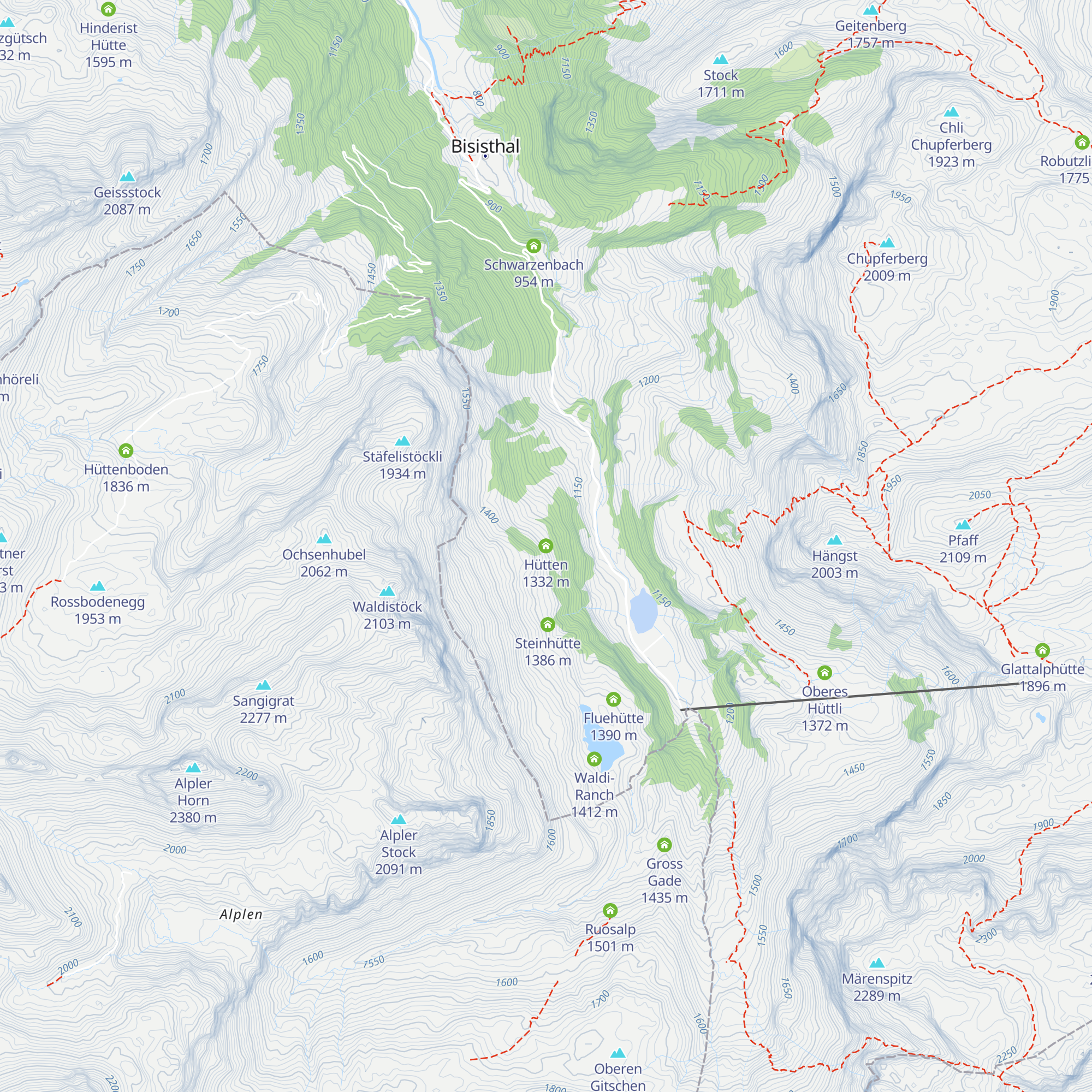 Hütten map