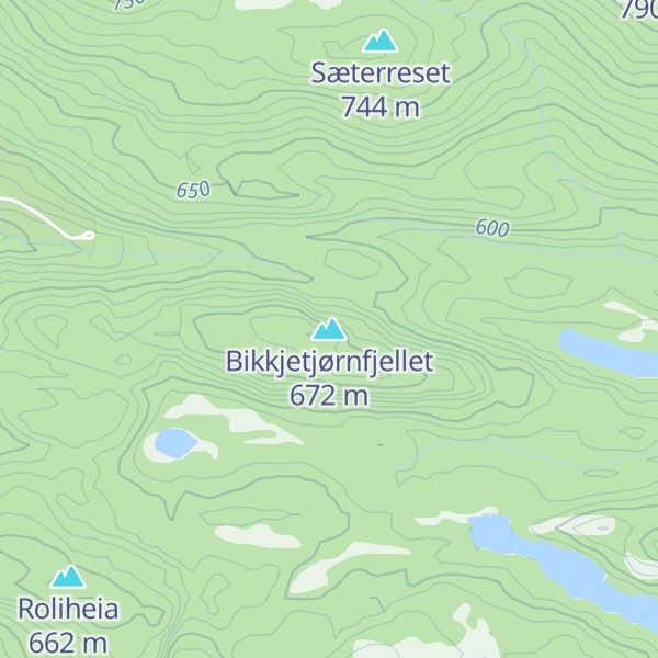 Map of Bikkjetjørnfjellet
