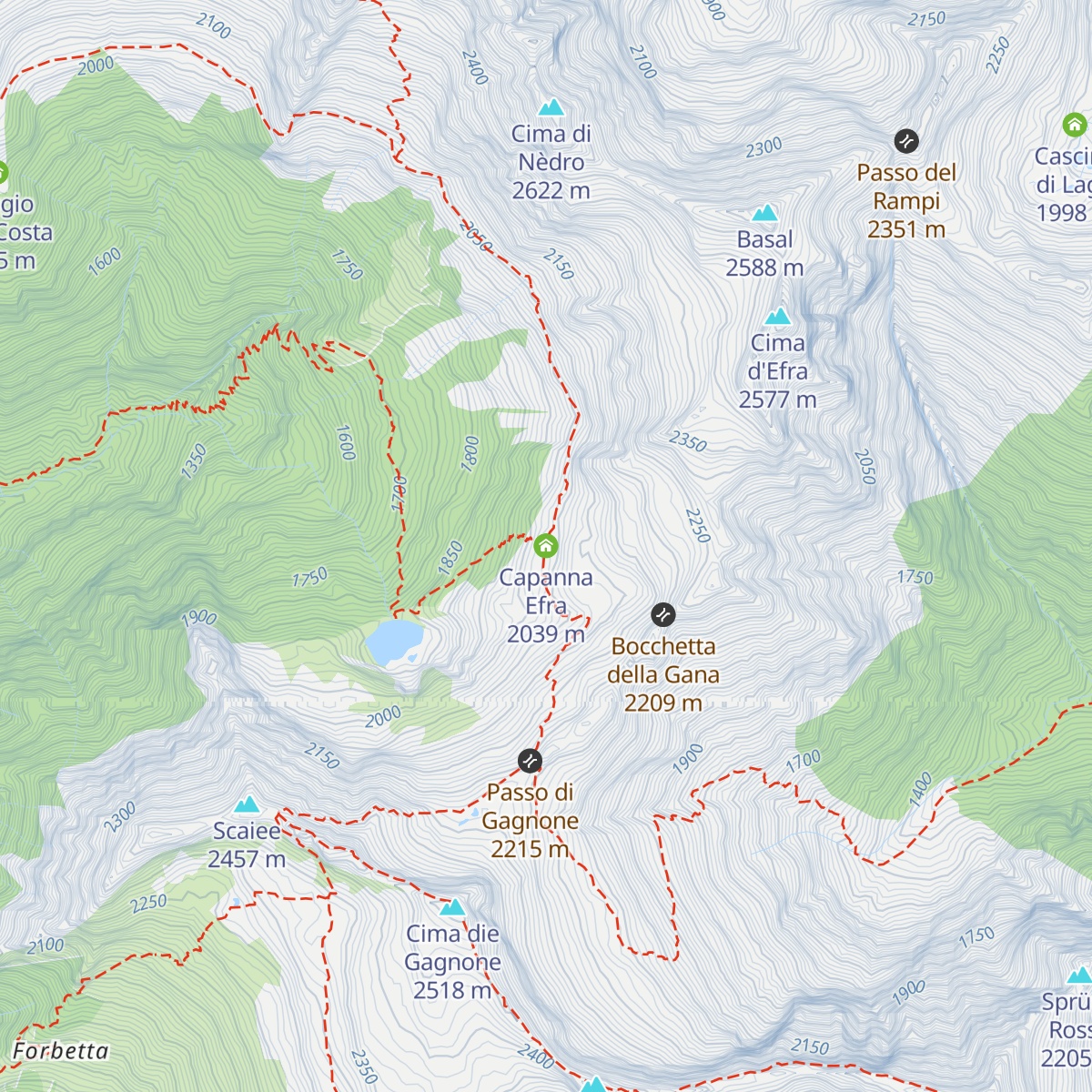 Capanna Efra map