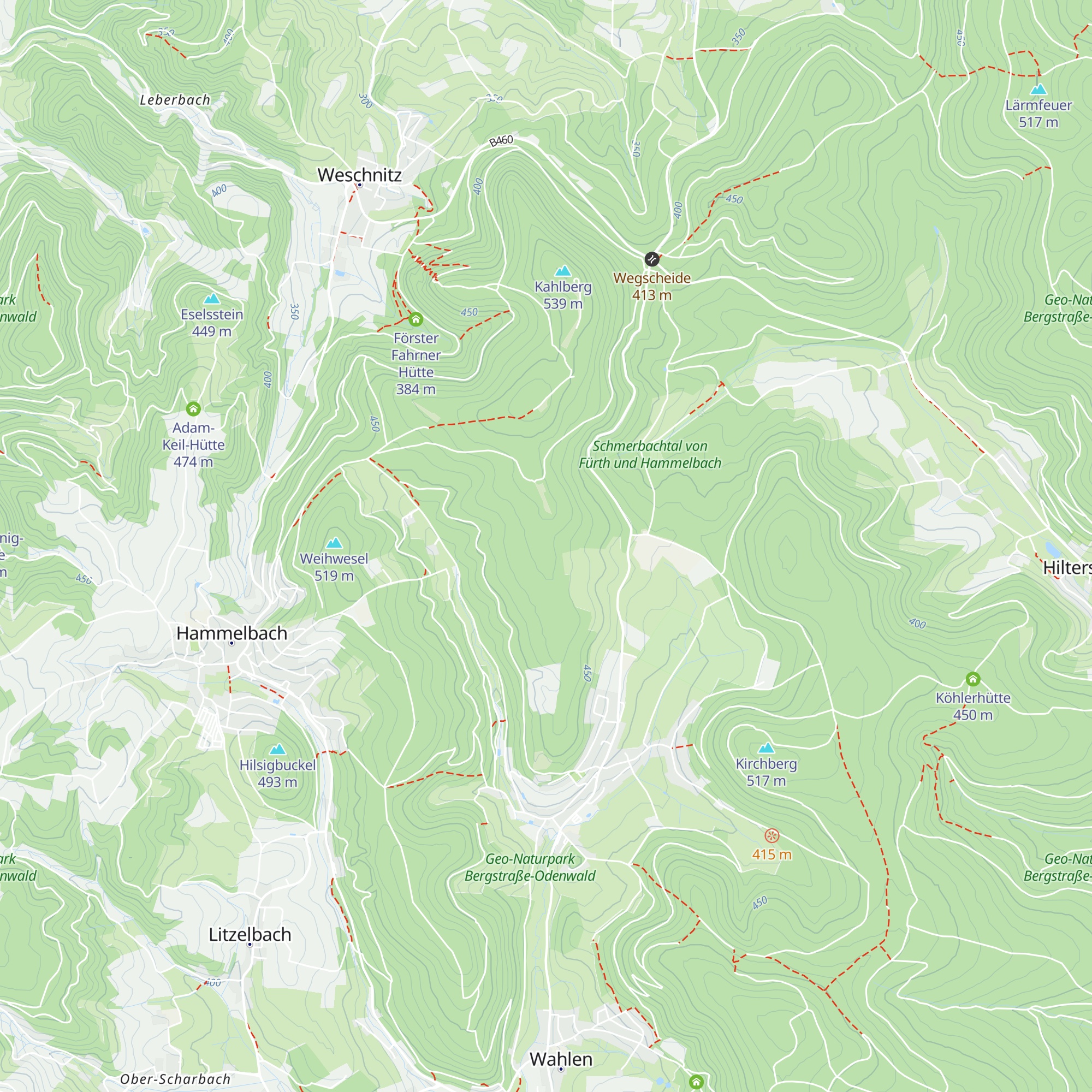 Hütte an der krummen Tanne map