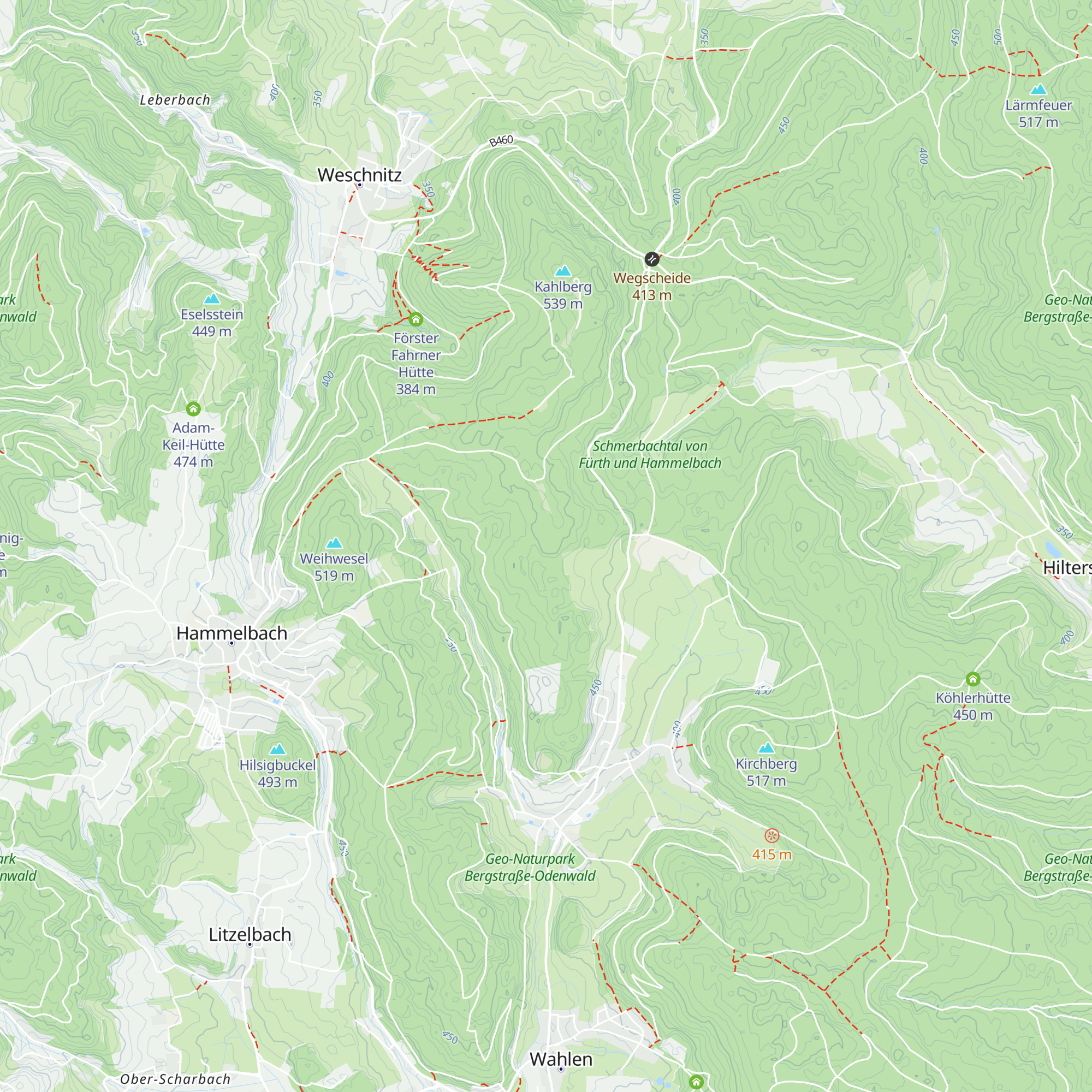 Hütte an der krummen Tanne map