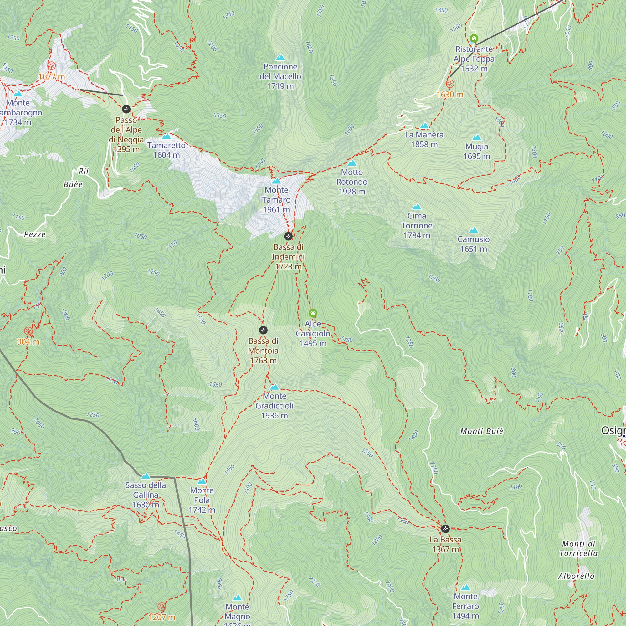 Alpe Canigiolo map