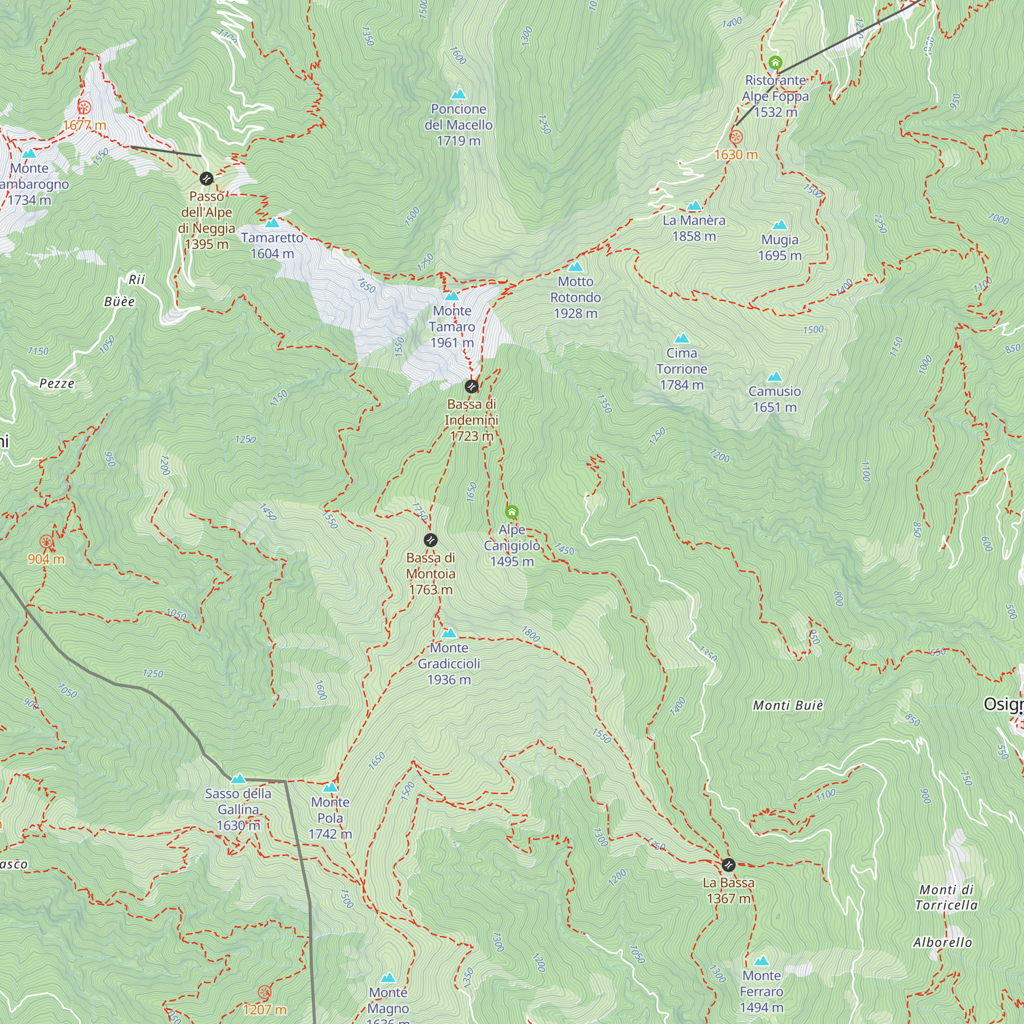 Alpe Canigiolo map
