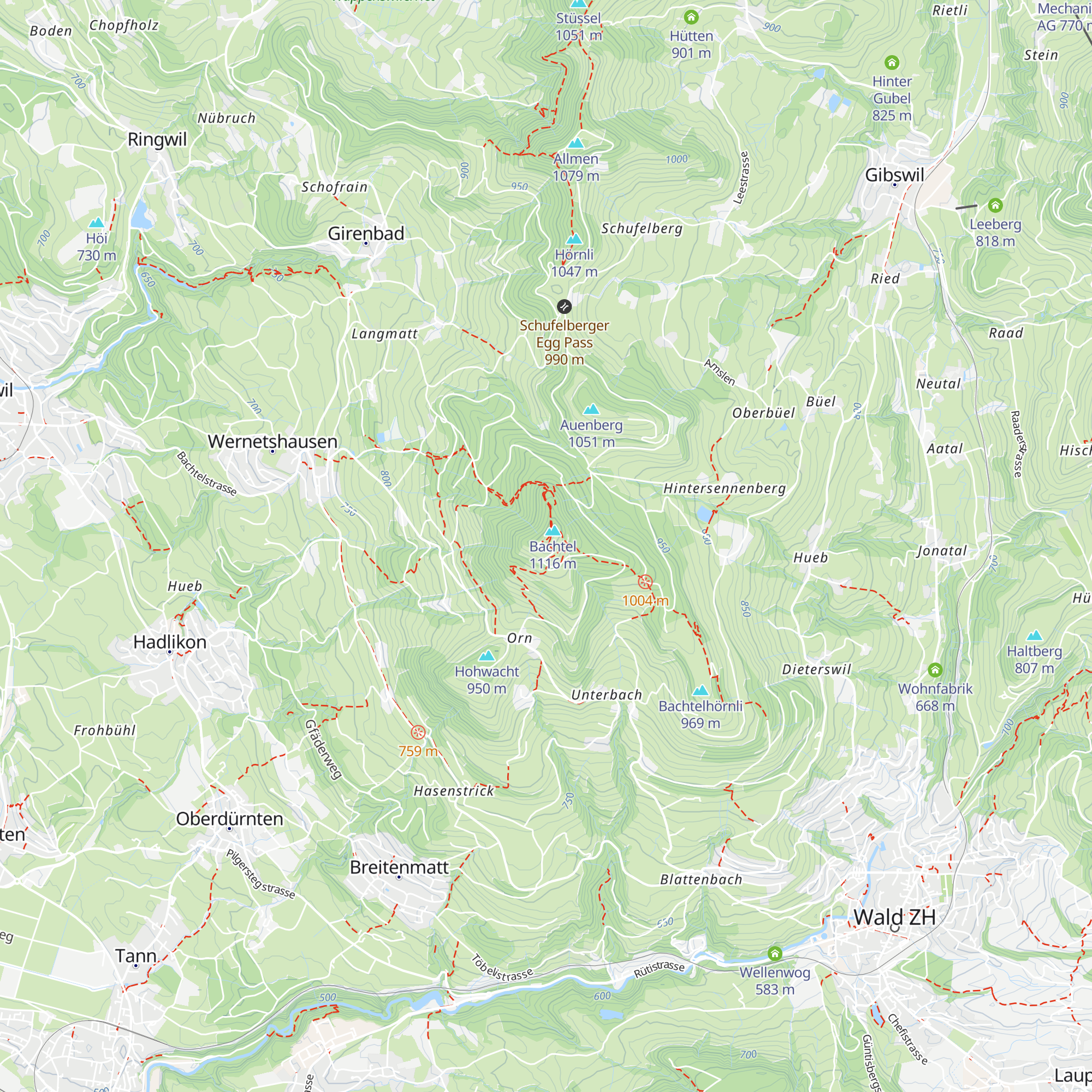 Bachtel-Kulm map