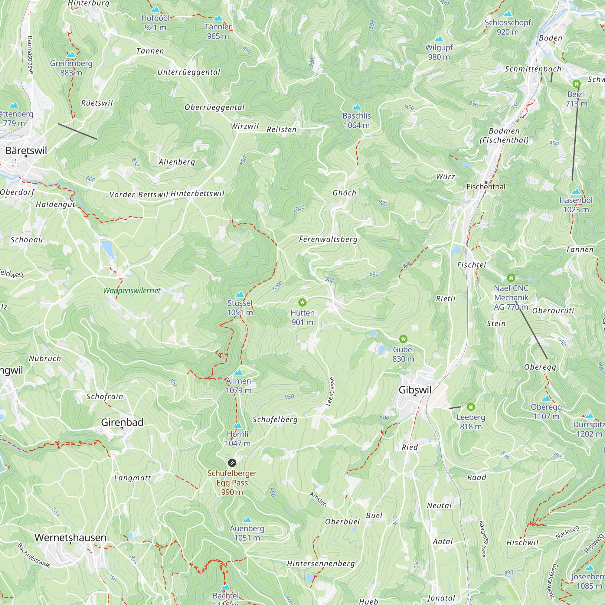 Hütten map