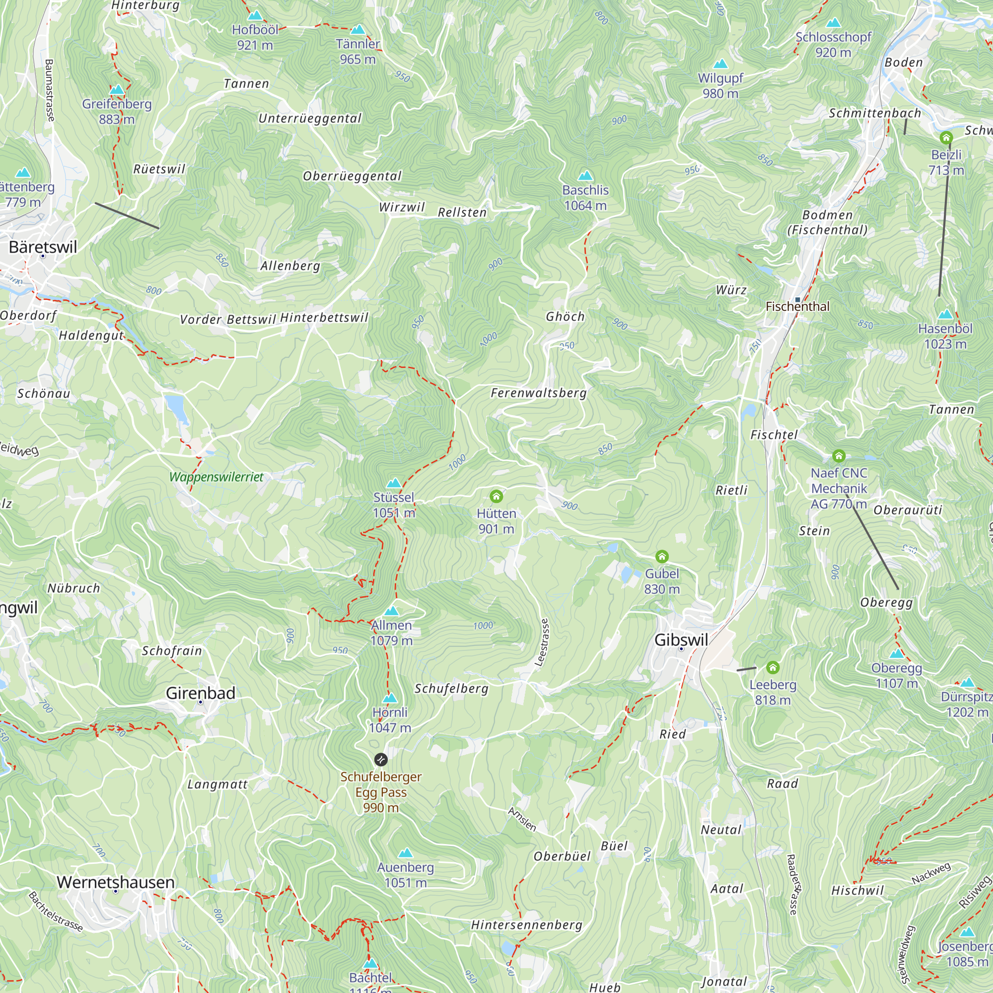 Hütten map