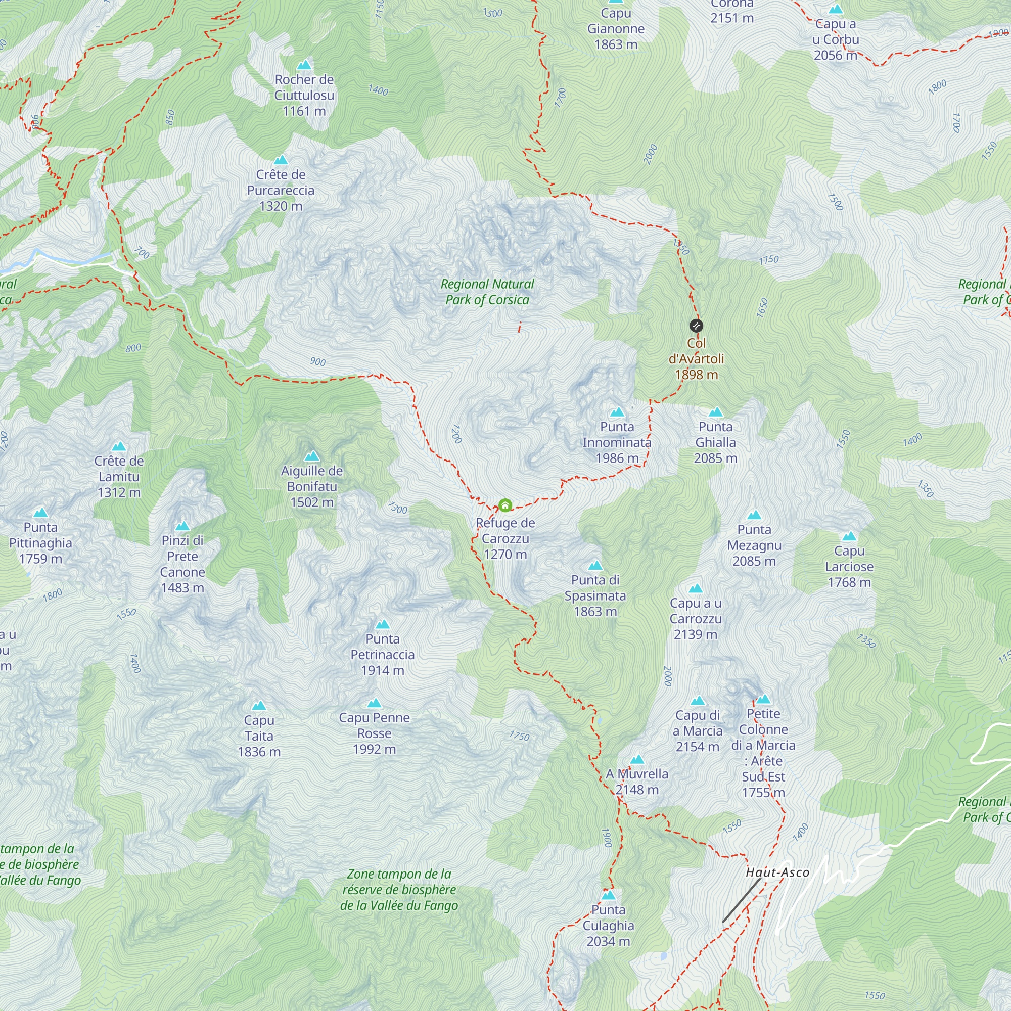 Refuge de Carozzu map