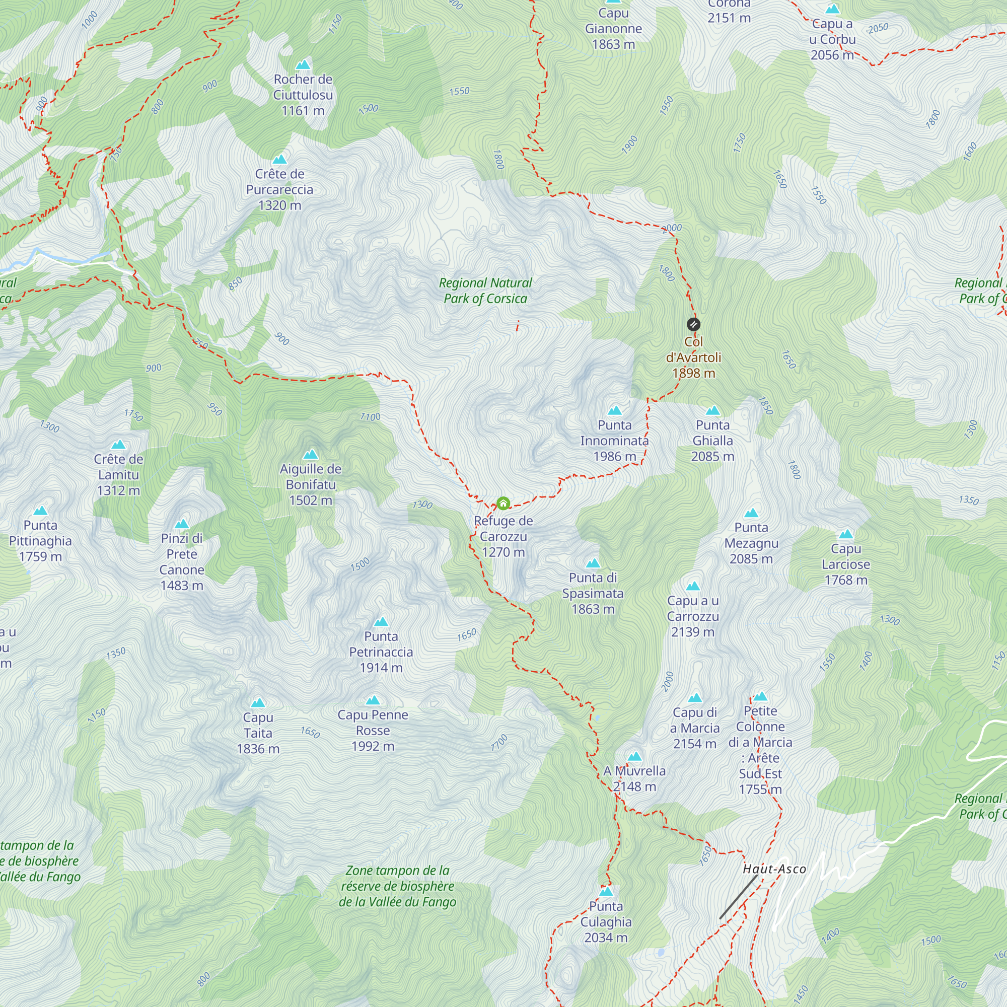 Refuge de Carozzu map