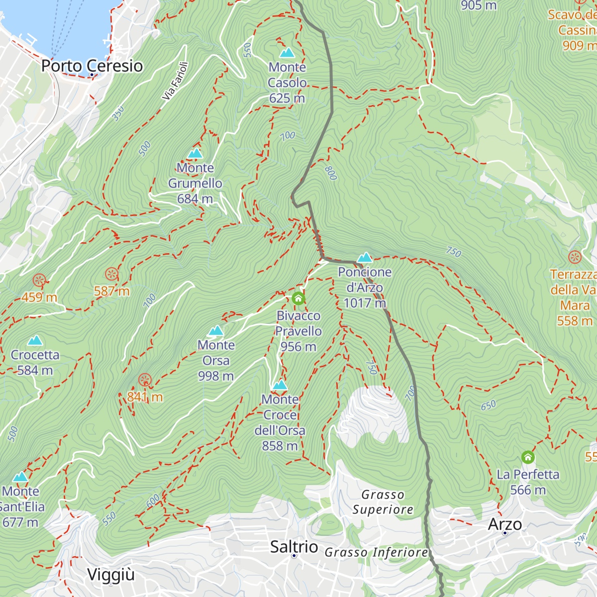Bivacco Pravello map