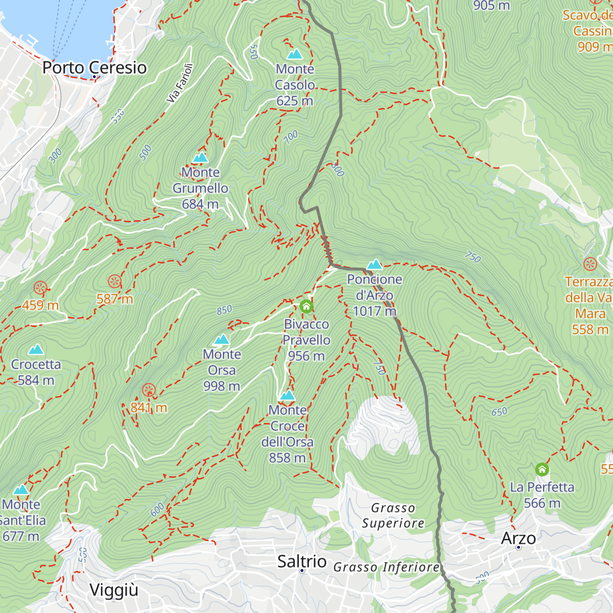 Bivacco Pravello map