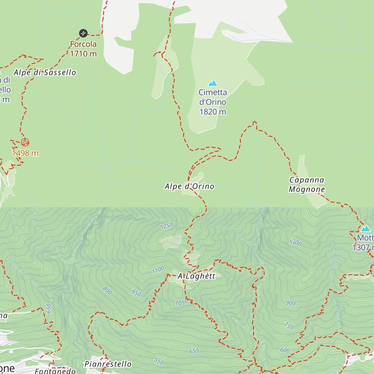 Capanna Orino map