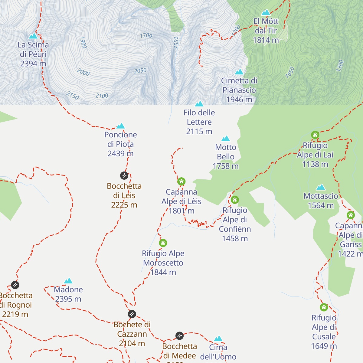 Capanna Alpe di Lèis map