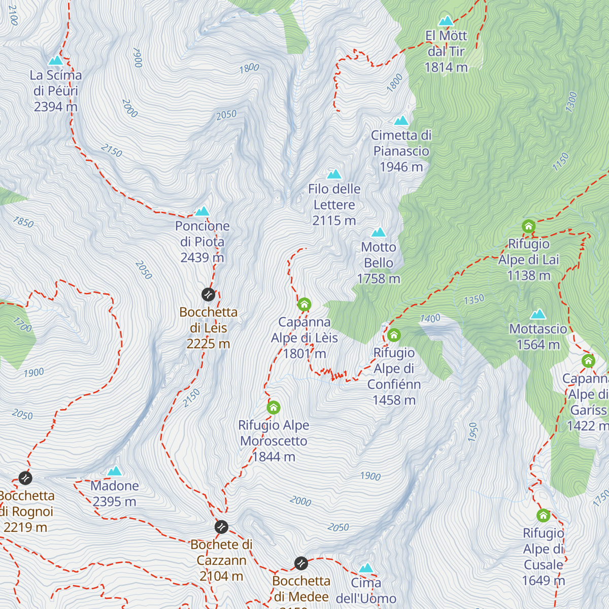 Capanna Alpe di Lèis map