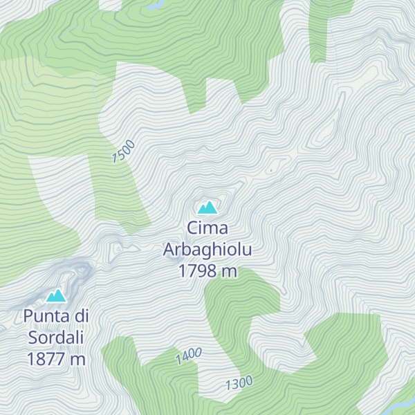 Map of Cima Arbaghiolu