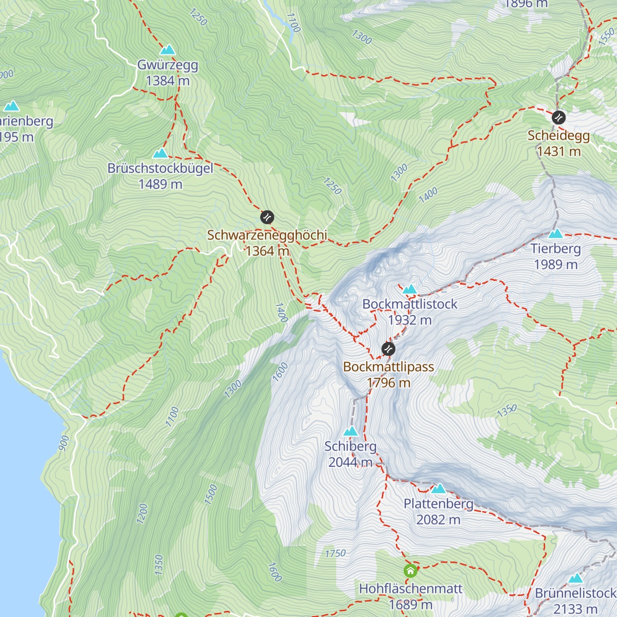 Kletterhütte Bockmattli map