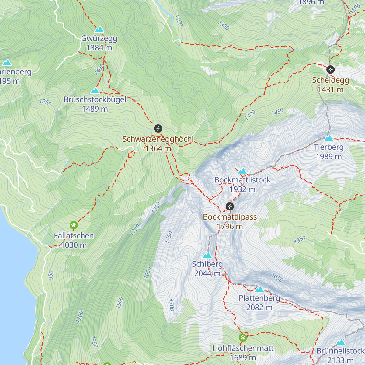 Kletterhütte Bockmattli map