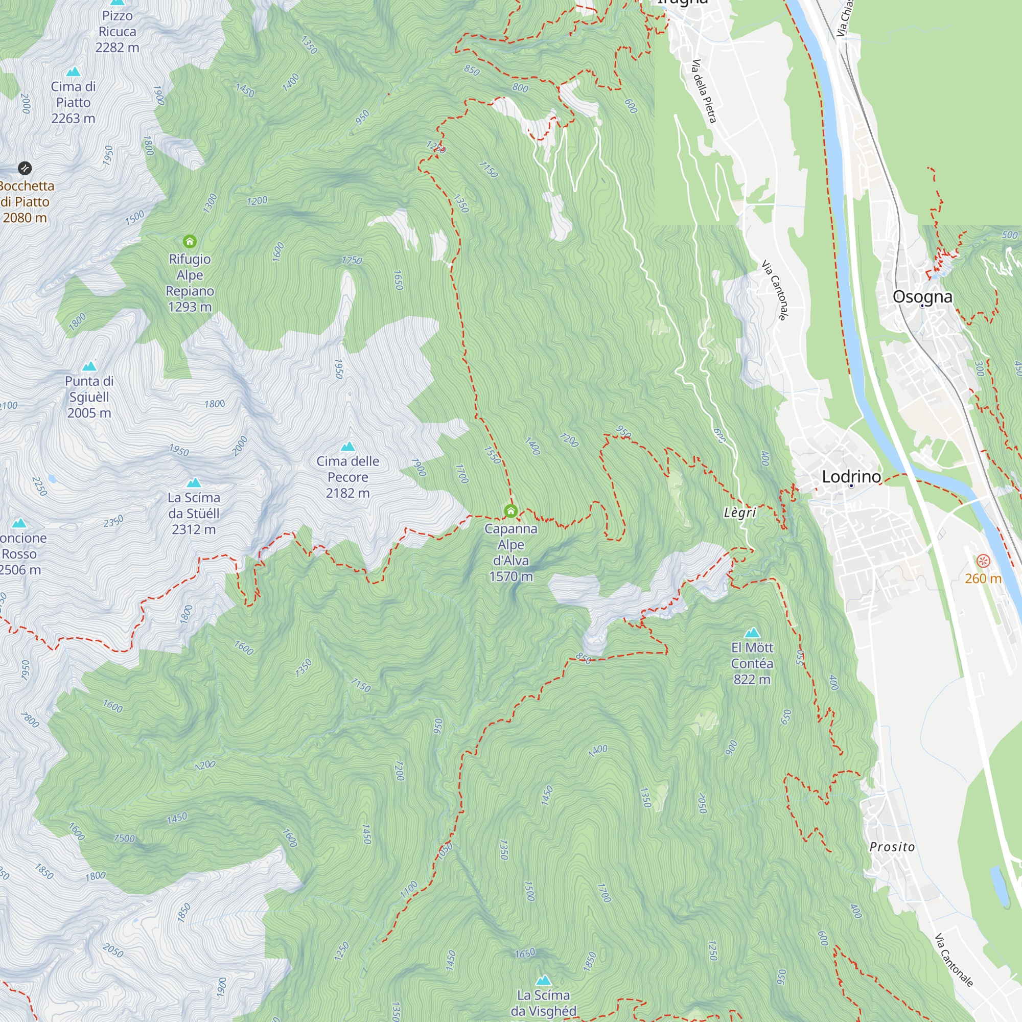 Capanna Alpe d'Alva map