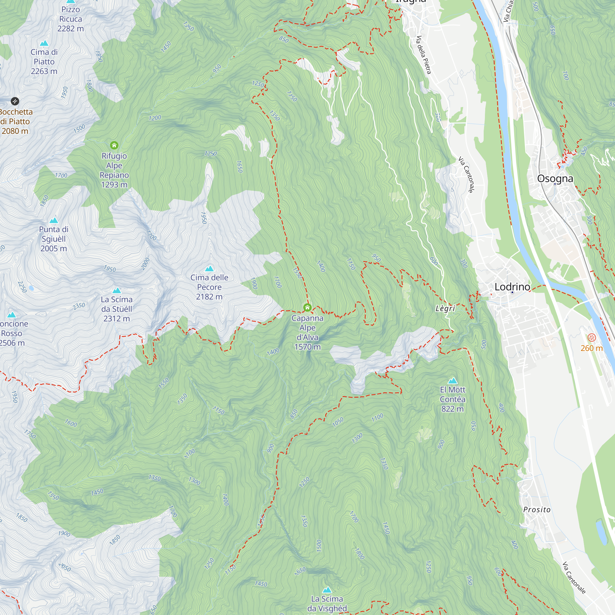Capanna Alpe d'Alva map